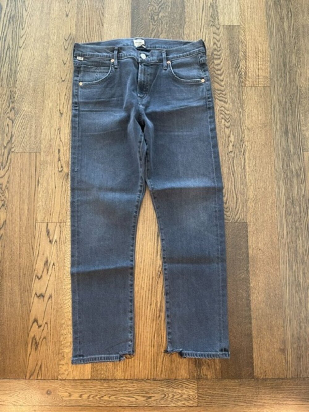 Citizens of Humanity Elsa Mid Rise Slim Fit Crop Jeans Washed Black 28 EUC